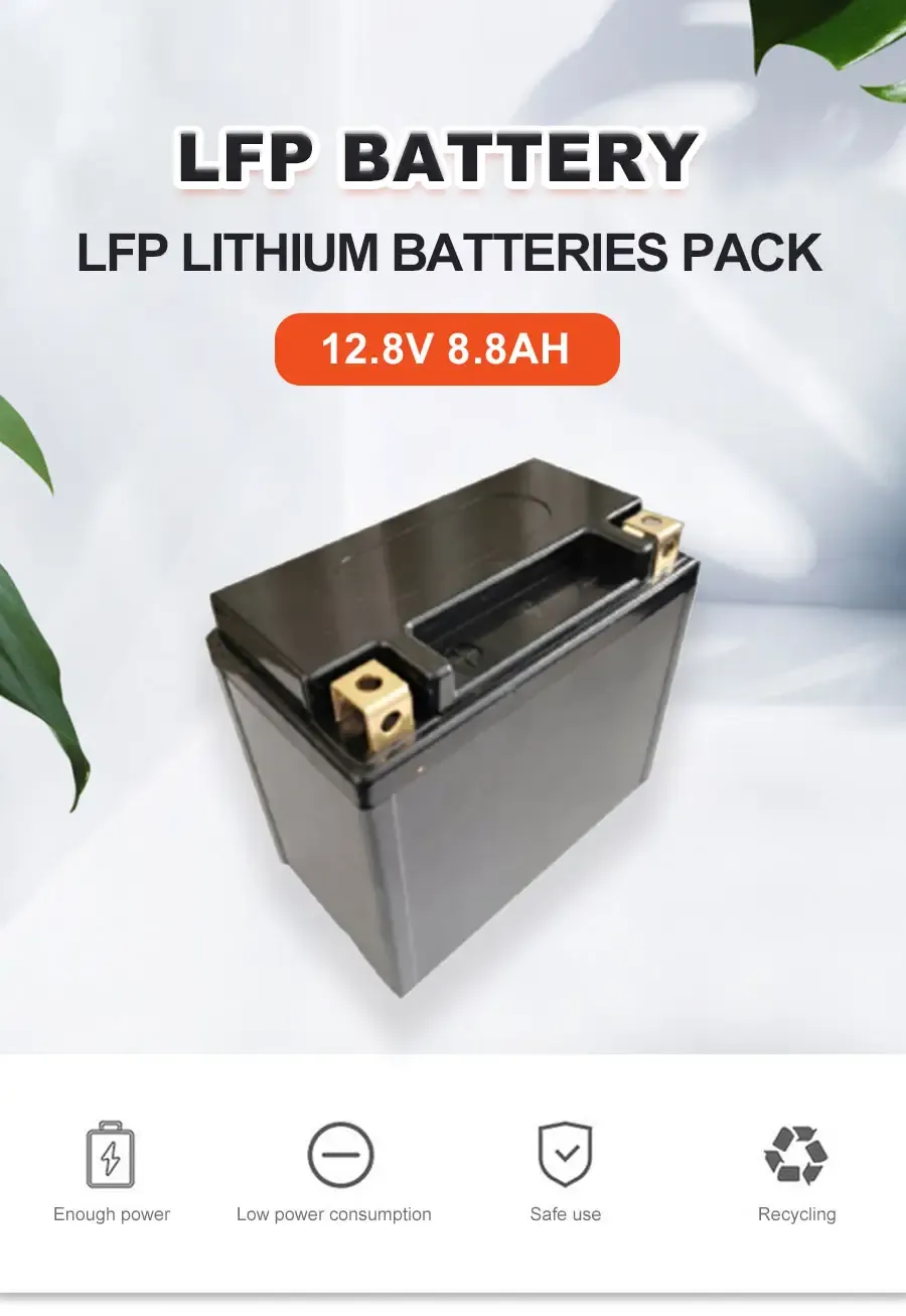 Batterie de démarrage pour moto LiFePO4, 12V, 8ah, CCA 480A