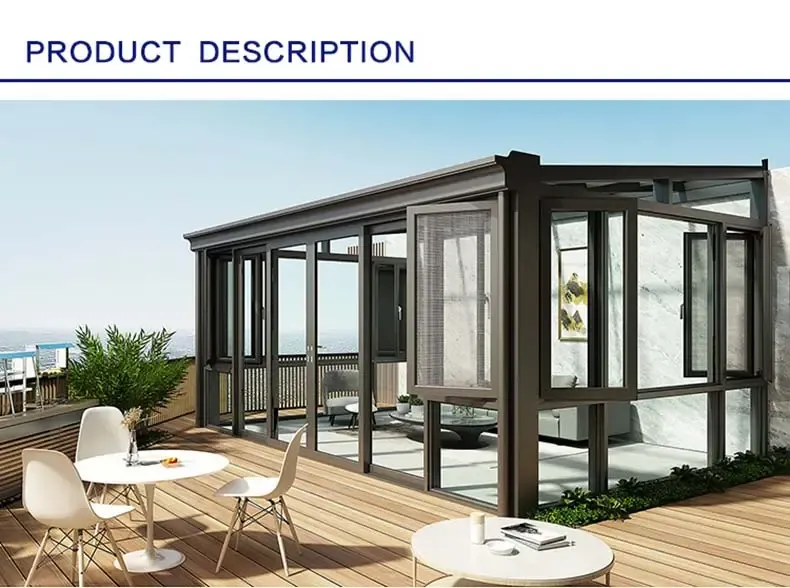 Aluminum glass enclosed sunroom installed on the roof