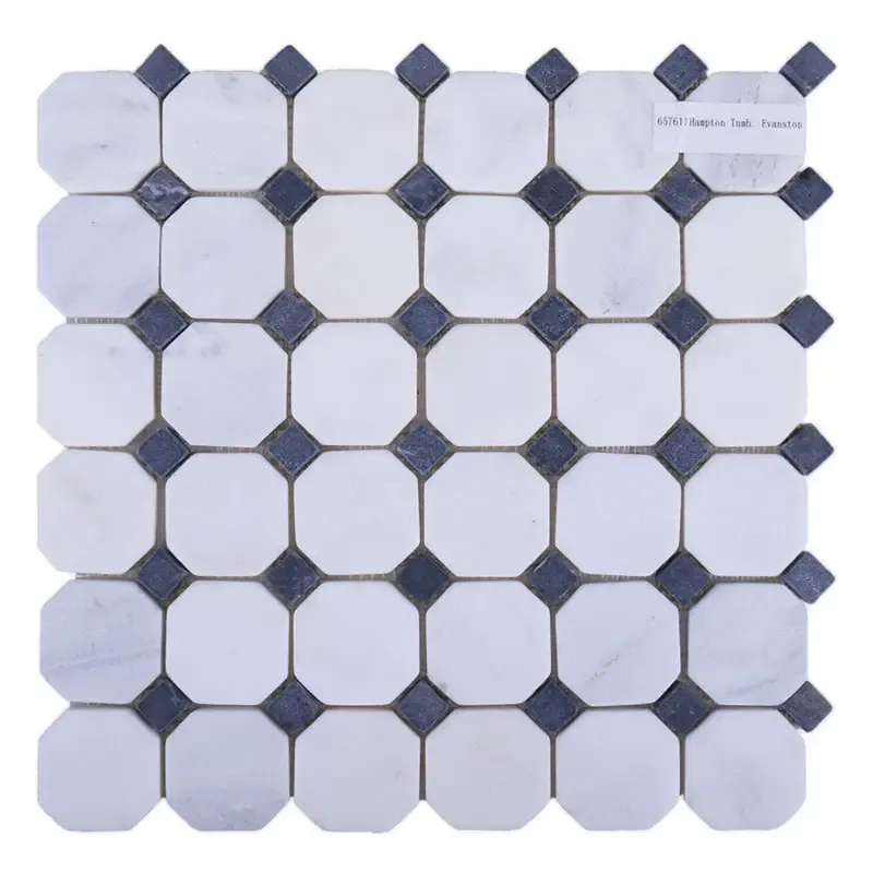 octagon white marble mosaic for floor