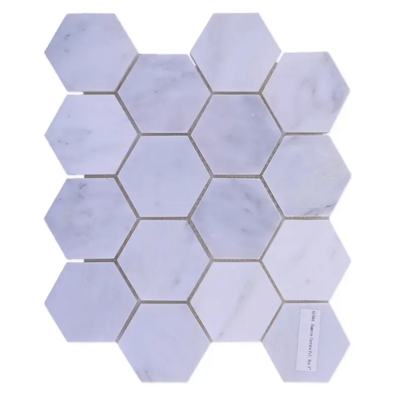 Hexagon carrara white marble mosaic