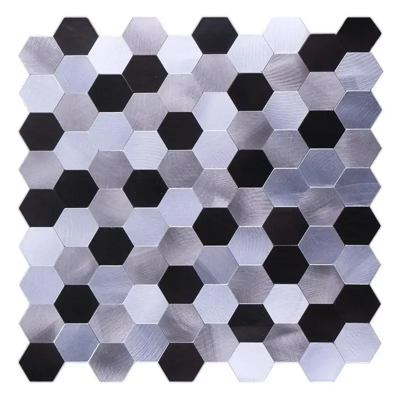 Hexagon silver black metal mosaic