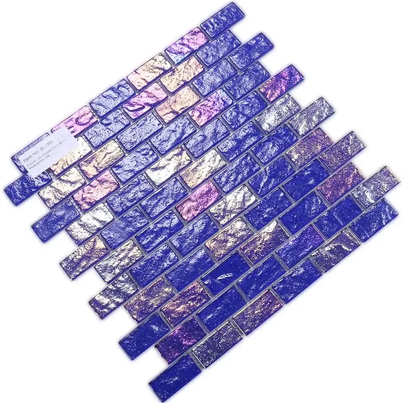 Indoor pool electroplated navy blue mosaics