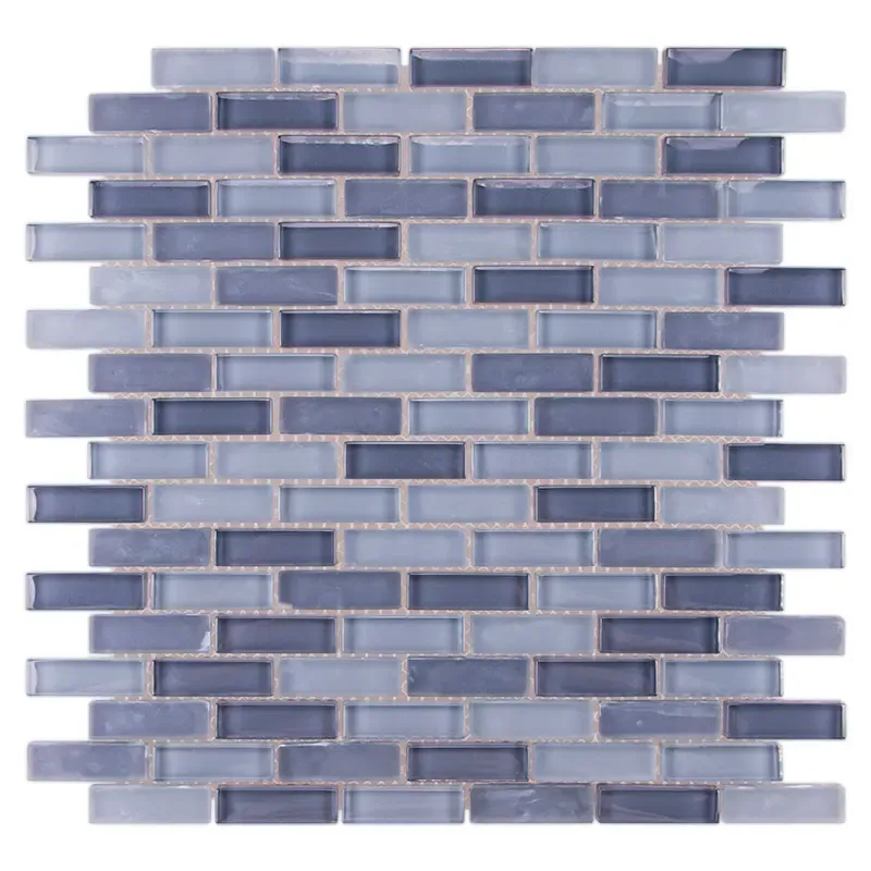 Frosted strips blue glass mosaic tile