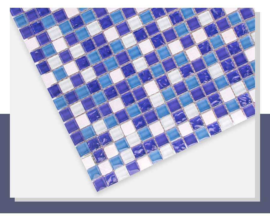 MT0081 Blue & White Glass Mosaic Tiles Sheet 300x300x4mm