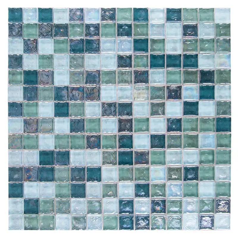 Electroplated mixed green crystal glass mosaic