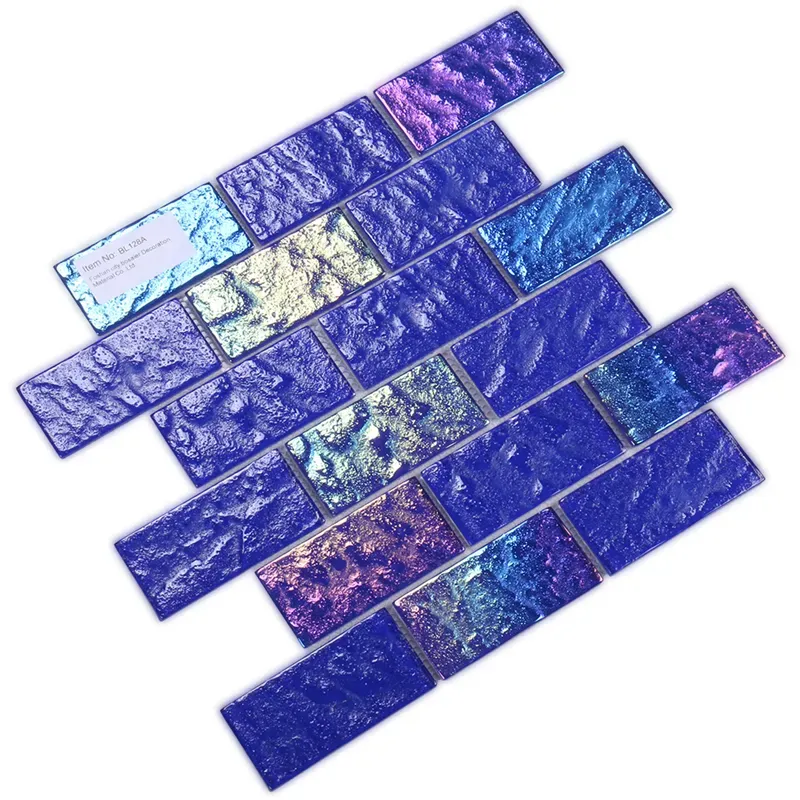 Electroplated iridescent glitter swimming pool mosaics