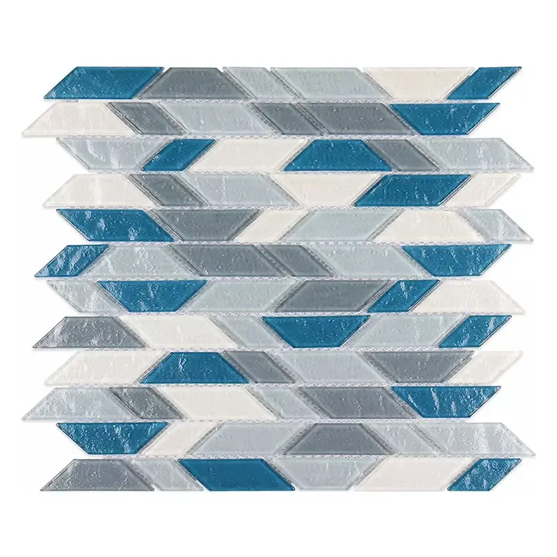 White gray blue trapezoid glass mosaics