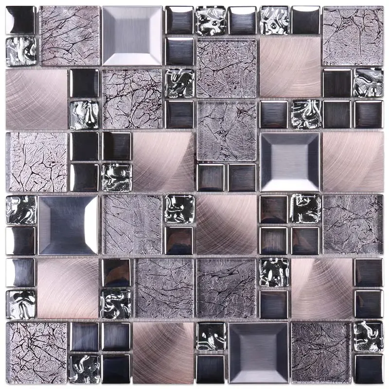Electroplated square metal glass mosaic tiles