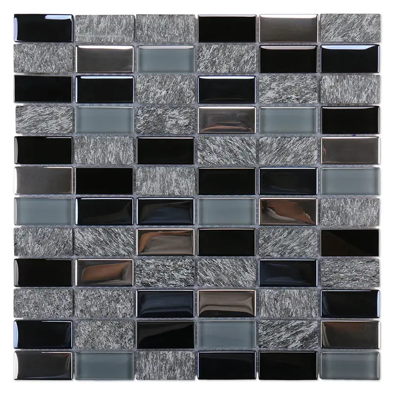 Rectangle black stone glass mosaics