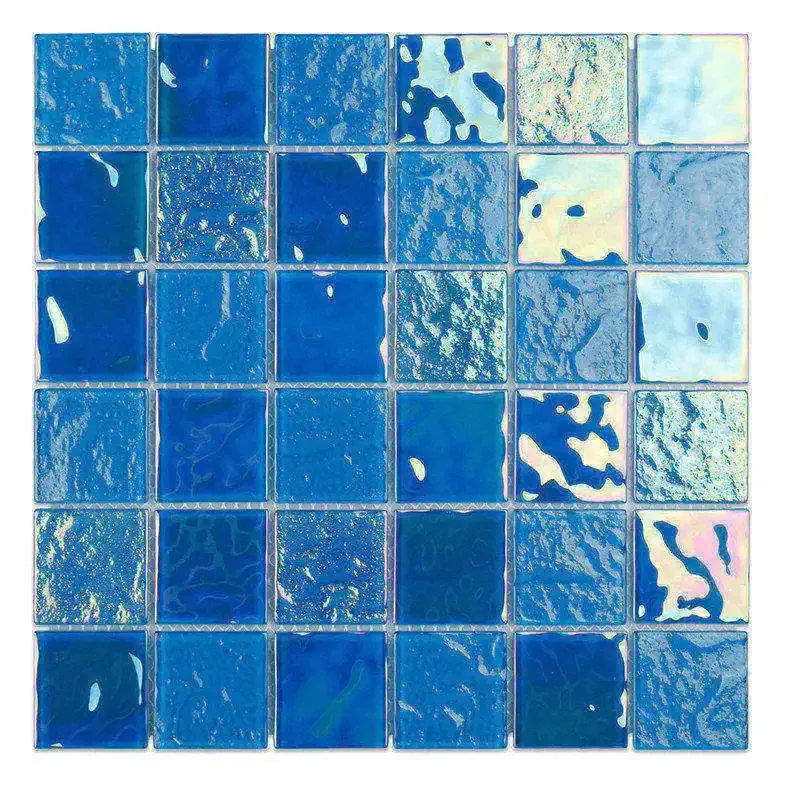 Lake blue iridescent glass pool mosaics