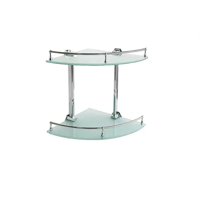 Corner Glass Shelf Dual Tiers Frosted Wall Storage Holder -YMT-52