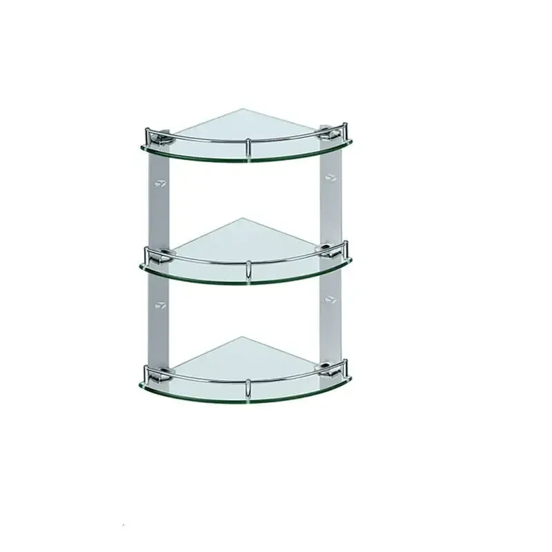 3 Tier Corner Temper Glass Shelves Stainless Steel  -YMT-A43