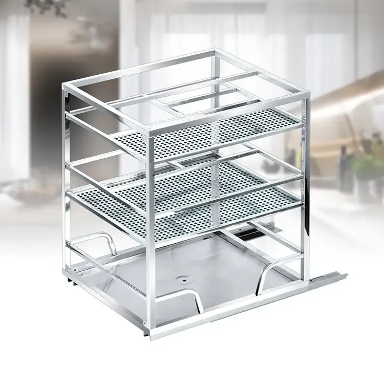 Glass Multifunctional Basket Storage Spice Racks Pull Out Baskets