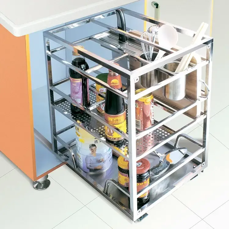 #GFR-202 Pull-out kitchen basket in Stainless Steel