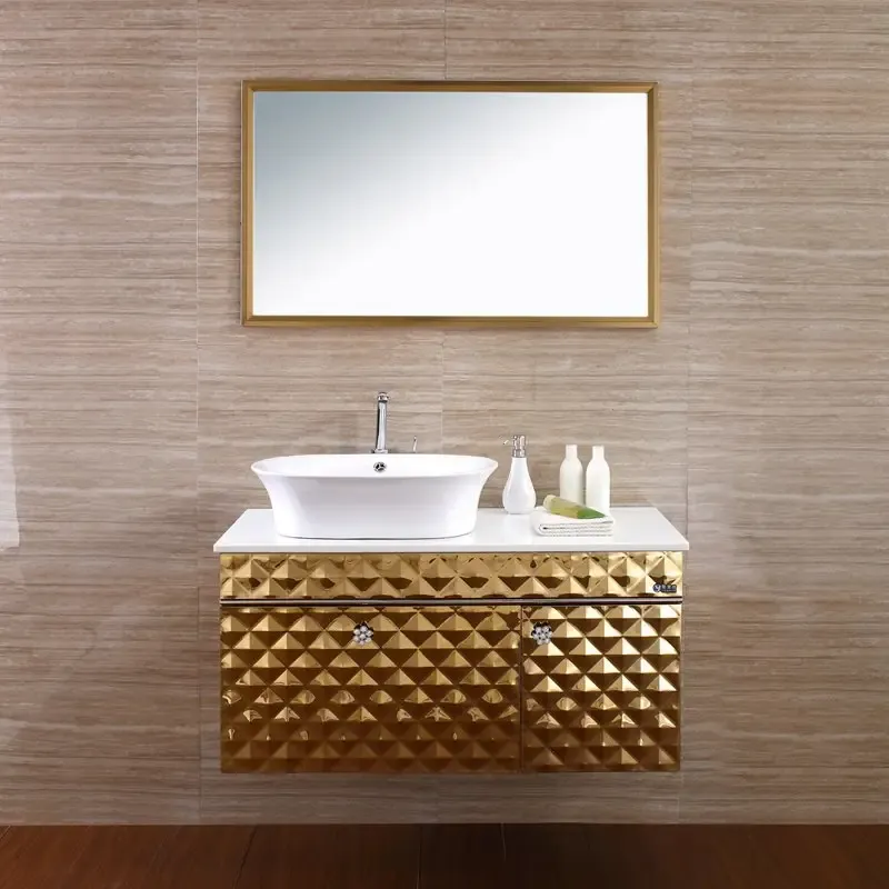 Golden Bathroom Vanity Cabinets Bathroom Wash Basin  T-083