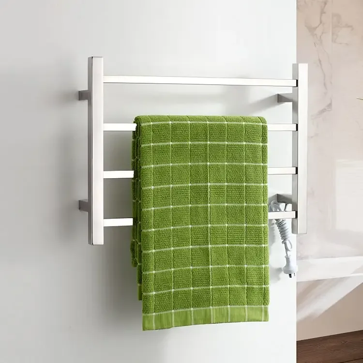 Square Design Wall Mounted Hard-Wired Plug-In Heated Towel Rack 9023