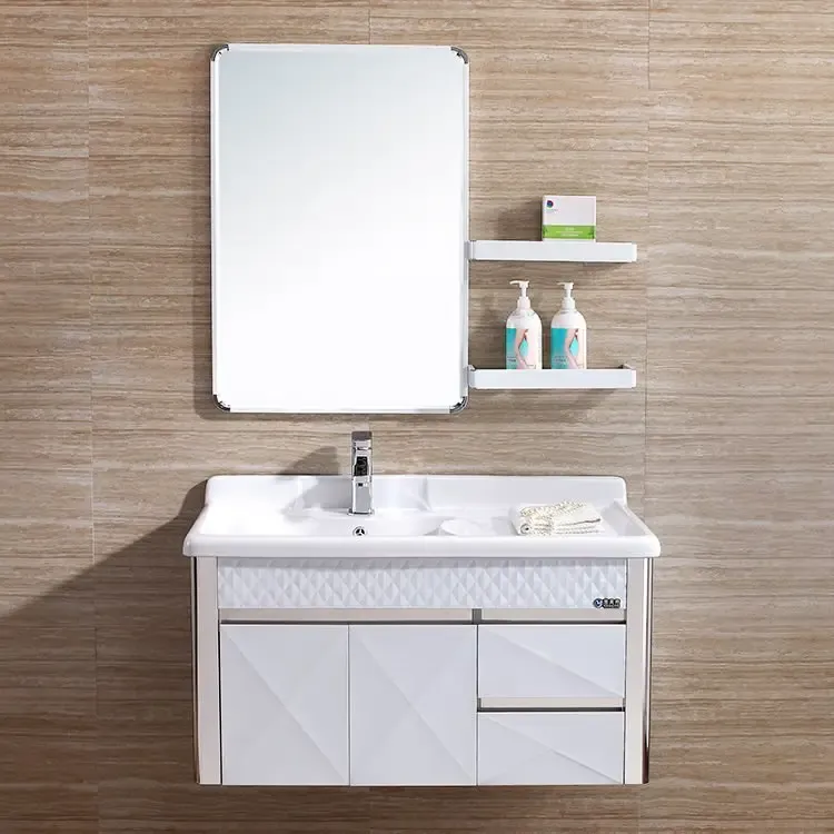 Modern Satinless Steel Bathroom Cabinets with Shelf  T-078
