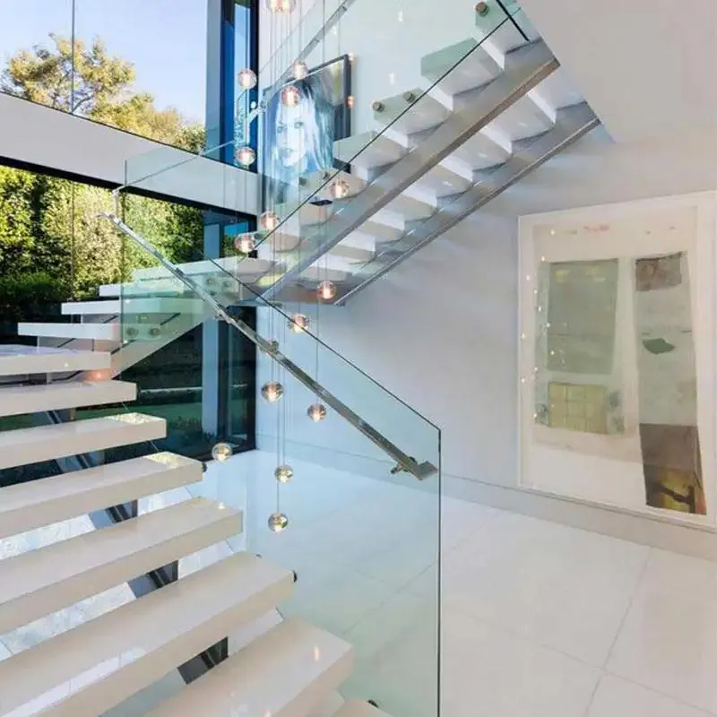 Glass Staircase With Modern Railing