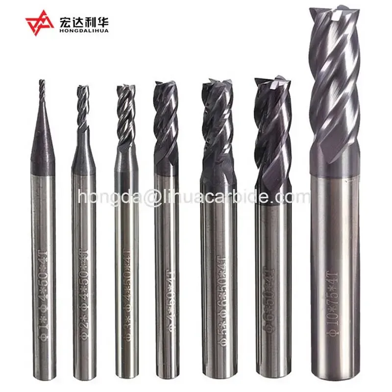 China 4Flutes HRC65 Solide Carbide End mill For Hard metal Cutting/Milling Cutters Router Drilling bit