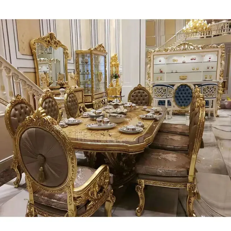 Italian luxury classical handcraft gold foil inlay veneer buffet cabinet cupboard