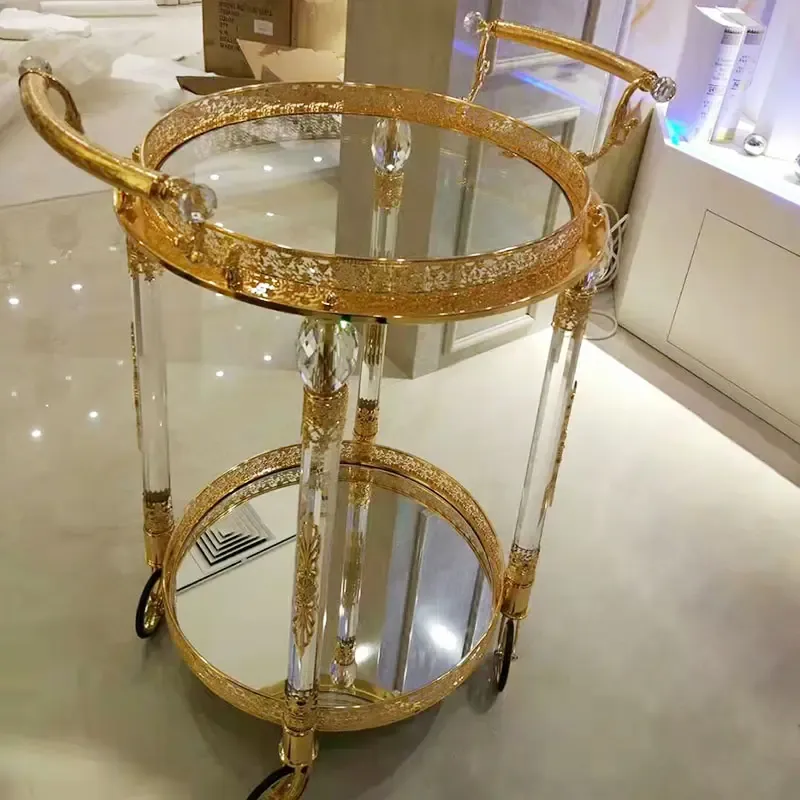 Italian classical gold plated trolley food truck with wheels