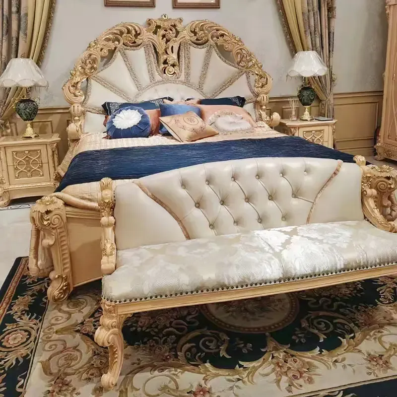 French wooden ancient vintage customize King bed