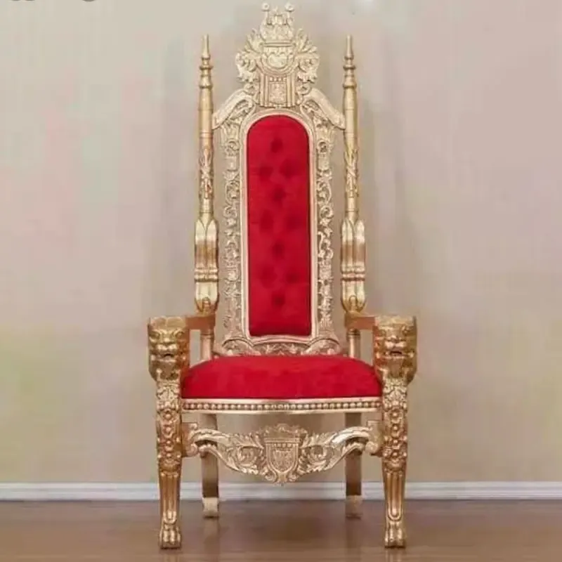 Commercial furniture lion armrest classical luxury king throne chair for hotel