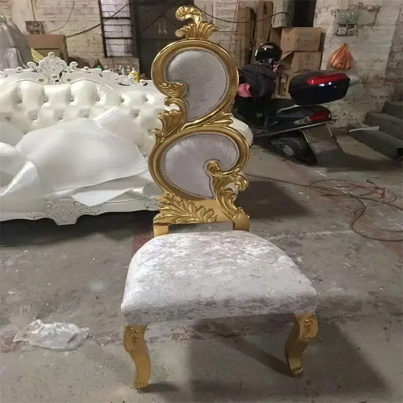 Manufancturer Classical Shiny Gold Wood Carving Hotel Datura Chair For Event