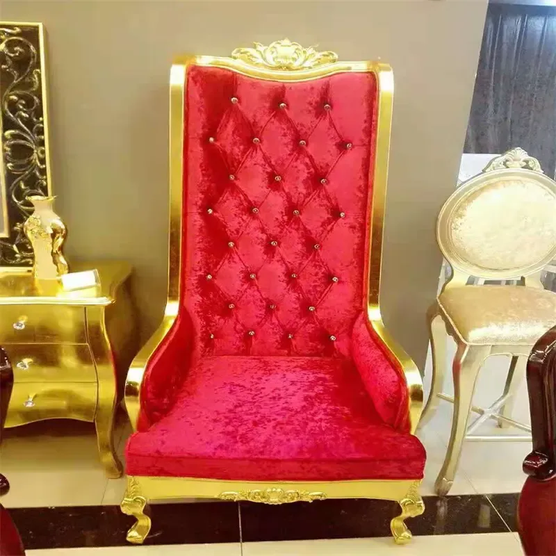 Factory Discount Wood Carving High Back King Throne Livingroom Chair For Hotel Wedding Event