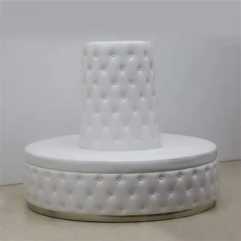 Wholesale Modern Design White Leather Round Wedding Stage Sofa For Hotel Hall