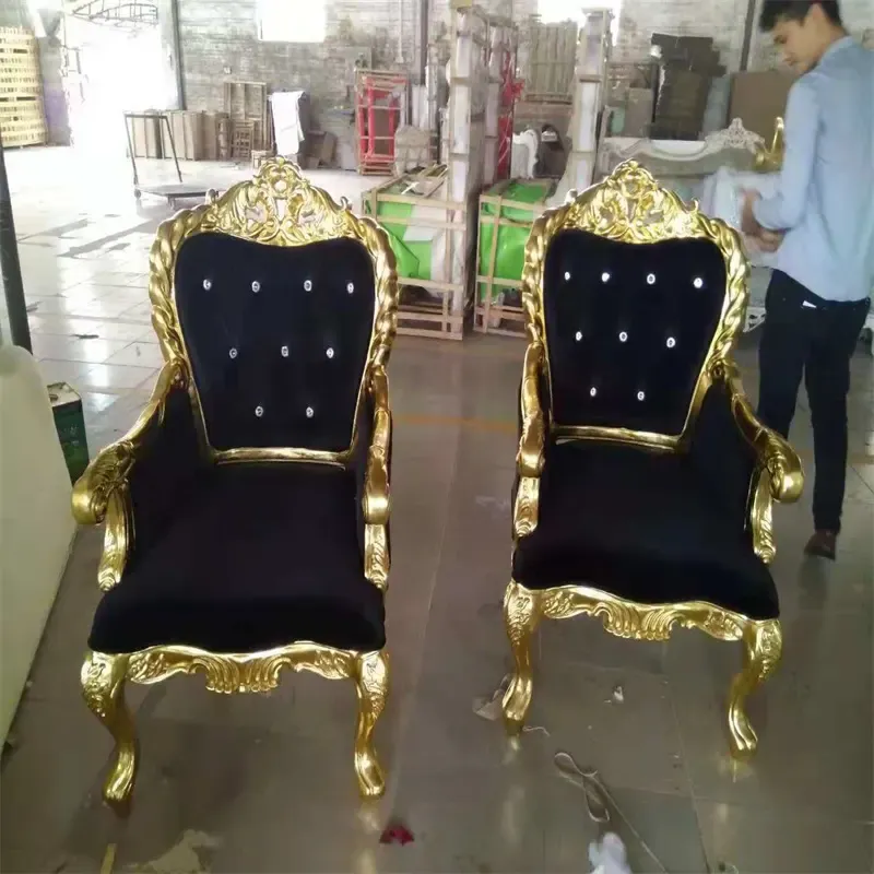 French Promotion Gild Black Velvet Crystal Buttons Hotel Chair Wedding Stage Sofa And Coffee Chair