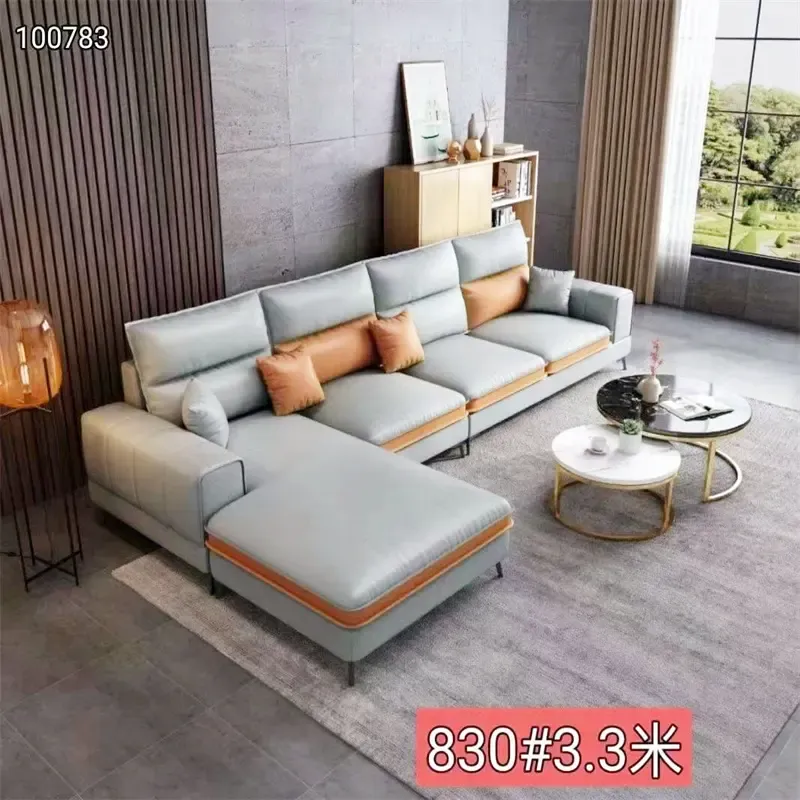 Manufactory Customize Fabric Sofa 7 Seater L Shaped with Stool Living Room Corner Sofa With Head Pad