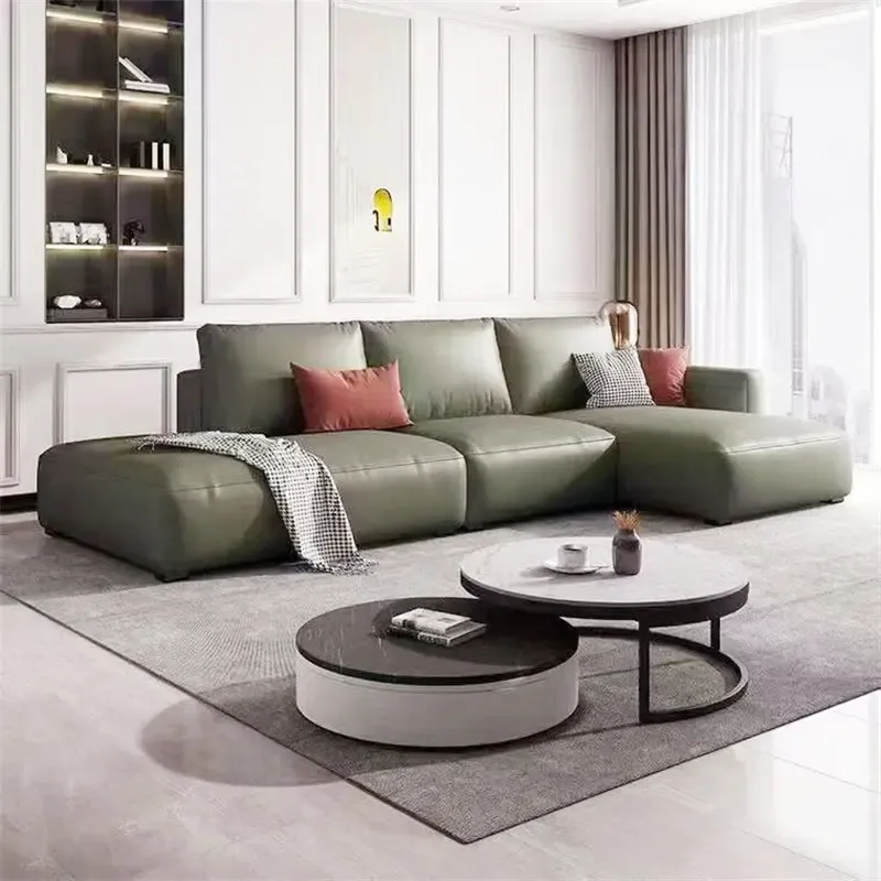 Nordic Modern L Shaped Leather Corner Lounge Sectional Velvet Sofa Set Luxury Living Room Sofa