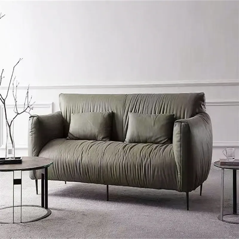 Italian Luxury Living Room Furniture Sets Modern Leather Leisure Vintage Sofa Accent Lounge