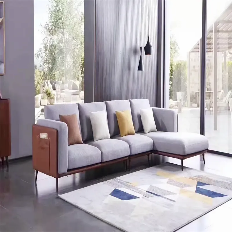 Popular In Europe And America Market Modern Designs 7 Seat L Shape Italian cloth Sofa Set Living Room Furniture