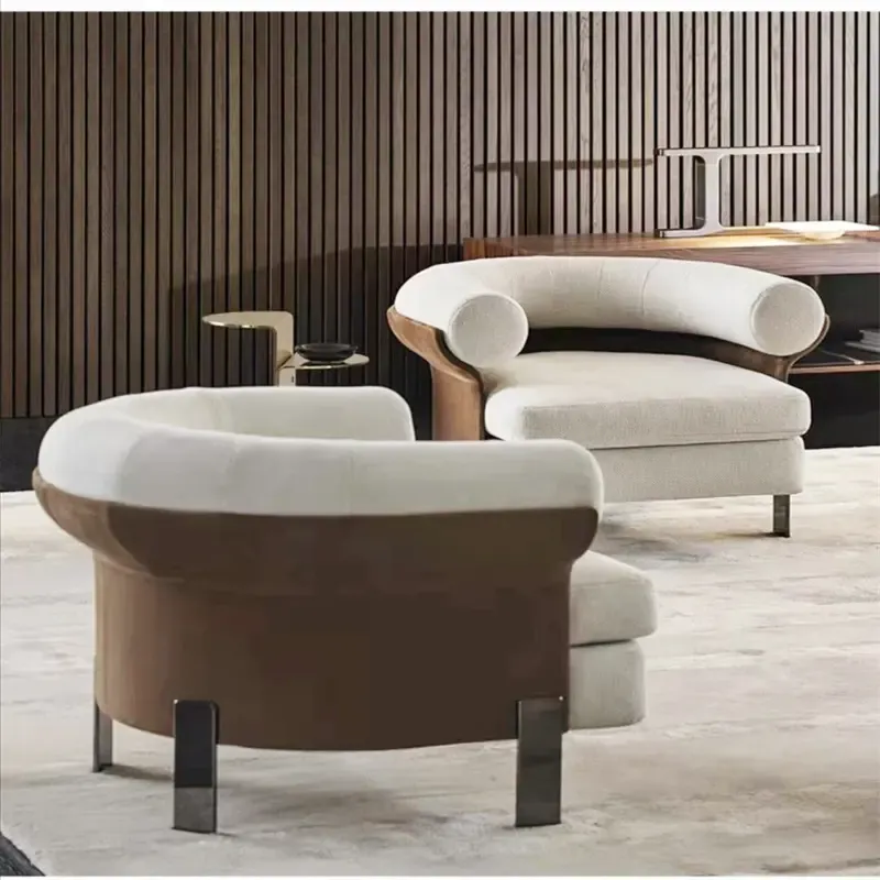 Modern Luxury Velvet Round Design Elegant Living Room Chairs Metal Legs Hotel Chairs