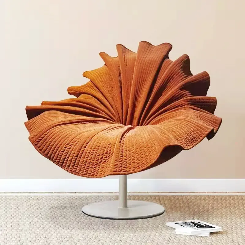 Luxury High Quality Flower Design Swivel Chair Fabric Leisure Living Room Chair Single Sofa Modern Unique Chair