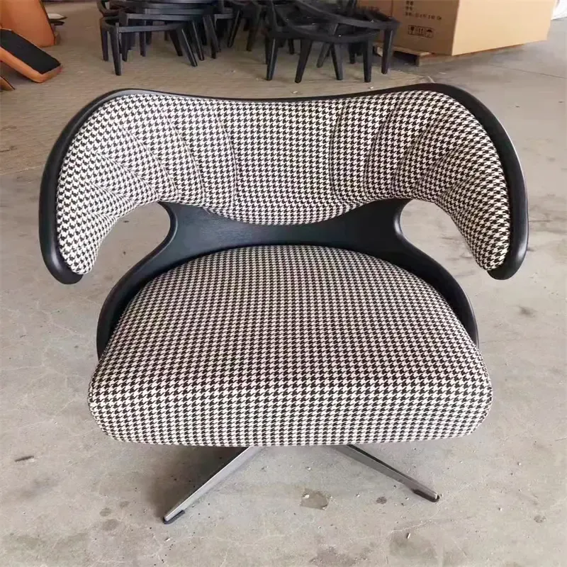 Customization Italian New Designs Living Room Chair Swivel Fabric Metal Base Single Sofa