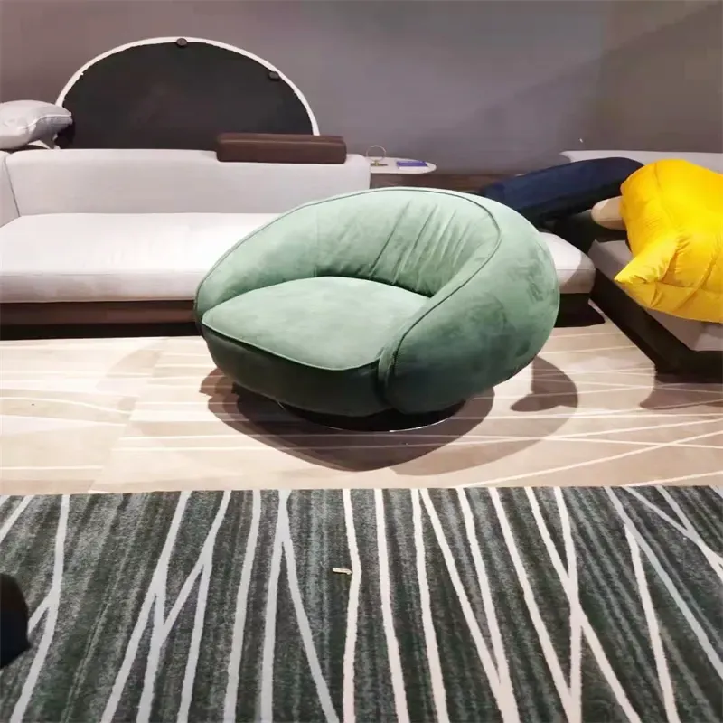 Customization Furniture Dubai Luxury Stainless Steel Base Swivel Velvet Sofa Chair