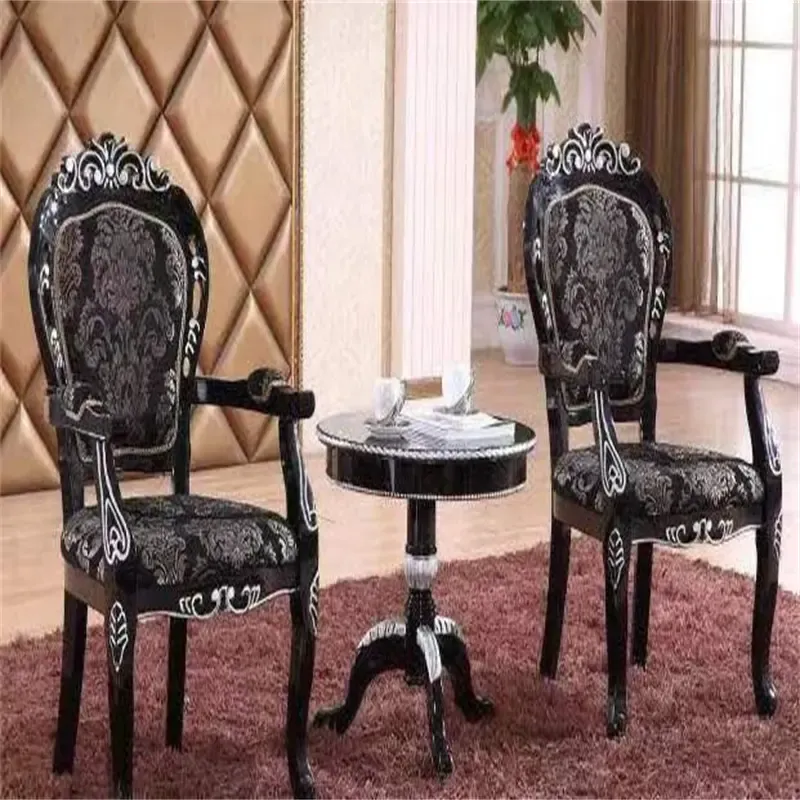Factory Wholesale Black With Silver Craft European classical Luxury Livingroom Furniture Coffee Table And Chairs