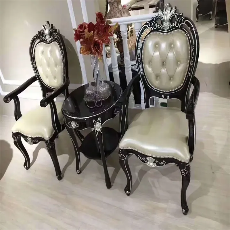 Hot Sale Arm Chair Handcraft Chair Wooden Leisure Chair And Small Round End Table For Hotel Office Room