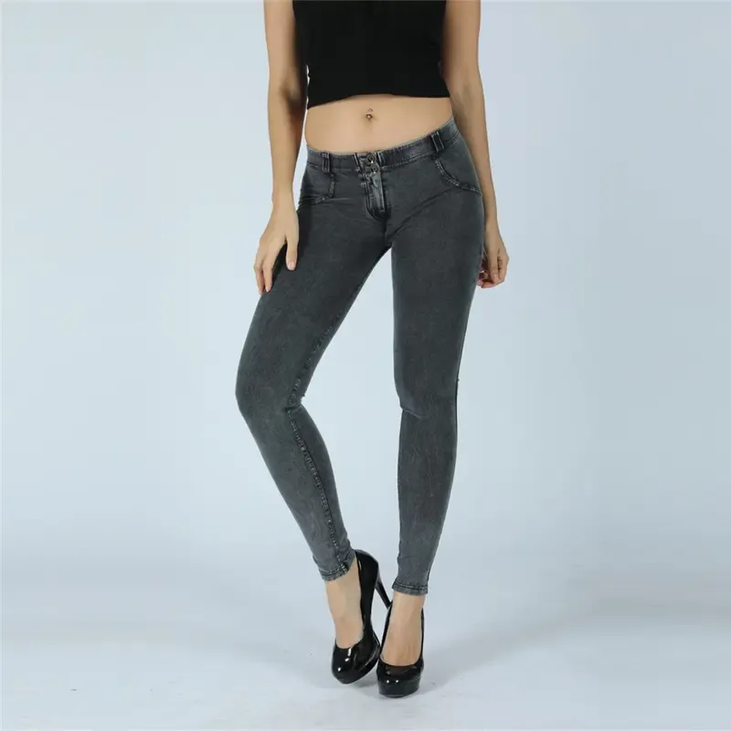 Four Ways Stretchable Melody Low Rise Jeans Skinny Ladies Grey Skinny Jeans Pant For Girls Christmas Leggings