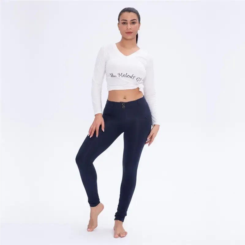 Four Ways Stretchable Melody Skinny Pants Women'S Sports Leggings Low Rise Yoga Pants Navy Leggings Compression Yoga Pants Exercise Leggings