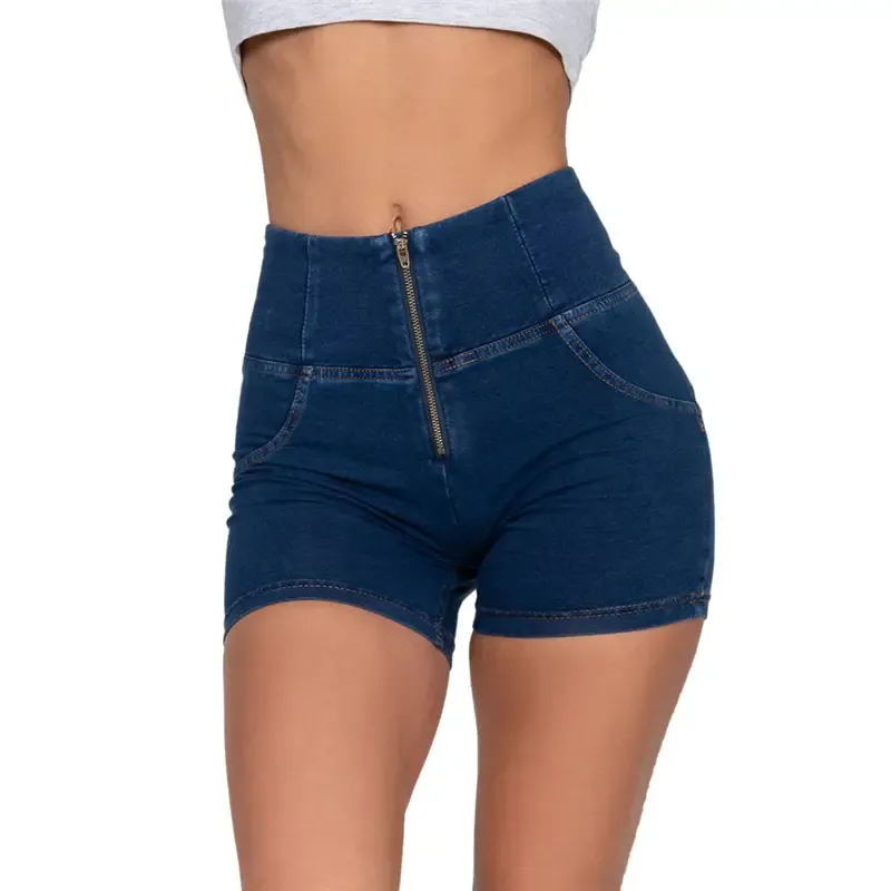 Four Ways Stretchable Melody Short Pants High Waisted Jean Shorts Ladies Leggings Blue Shorts