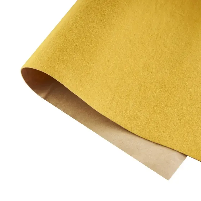 Yellow long pile flocking fabric with self adhesive