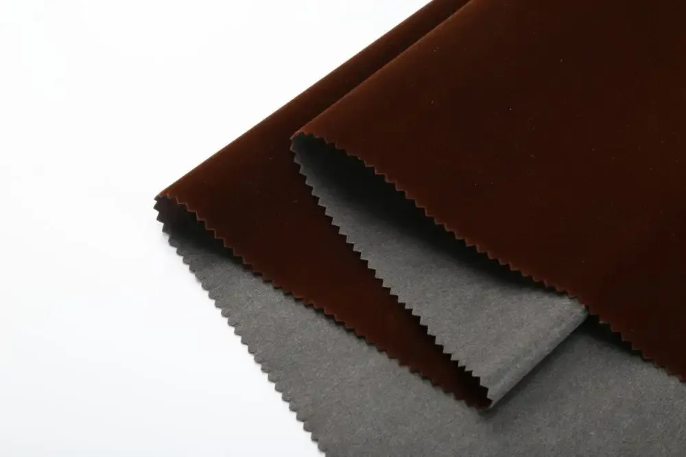 Brown long pile velvet flocking fabric