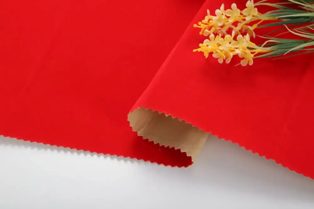 Red short pile flocking fabric with self adhesive