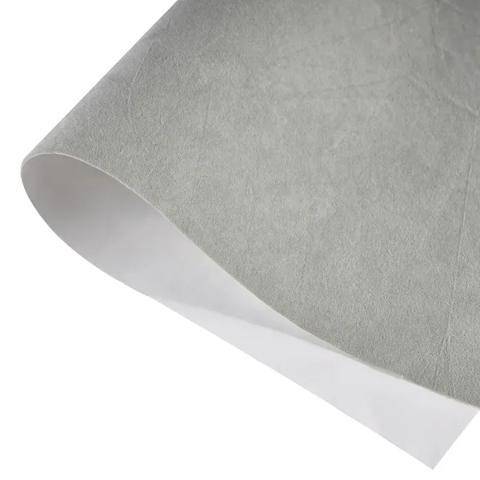 Grey kneading texture flocking fabric with paper