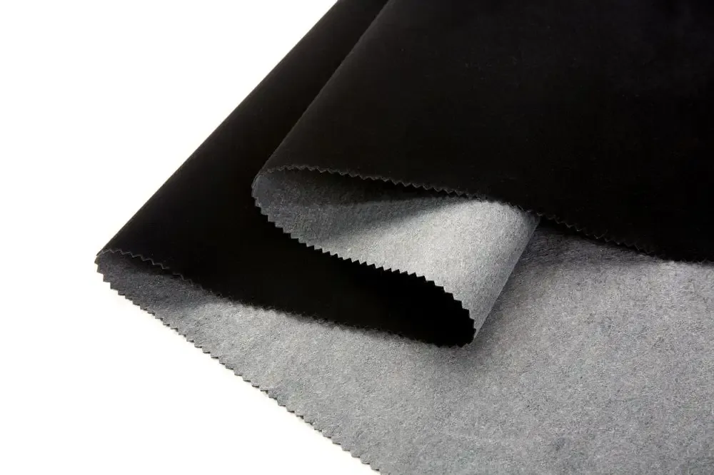 Black long pile flocking fabric