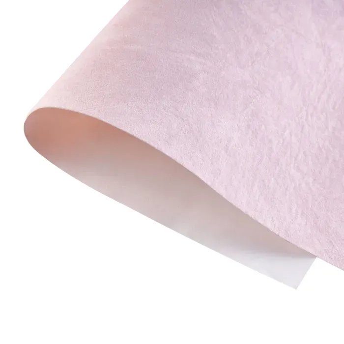 Pink short pile flocking fabric with paper